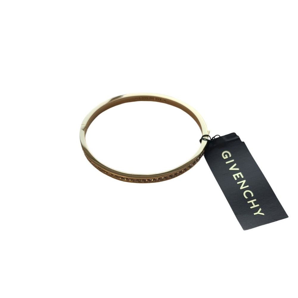Givenchy Crystal Accent Bangle Bracelet Gold Tone Hinged Clasp